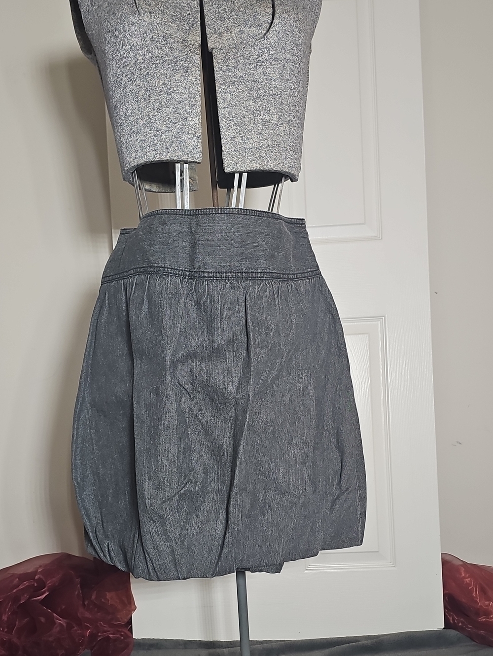 Ann Taylor Loft Gray 100% Cotton Bubble Skirt Size 4